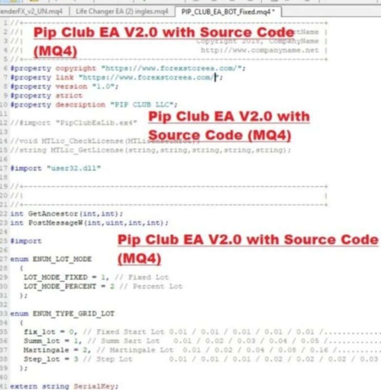 PIP CLUB EA V2.0 MQ4 ( Source code ) + SetFiles - Forex EA Store